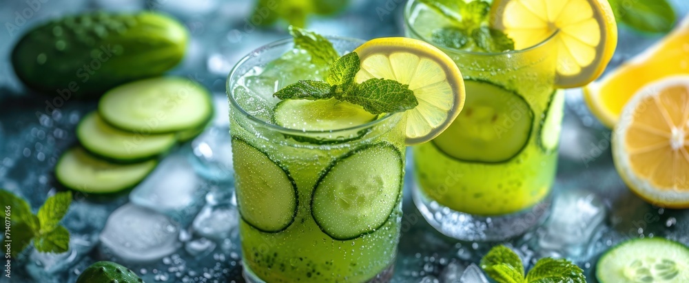 cucumber juice with lemon slice and onions cucumber juice with lemon slice and onions