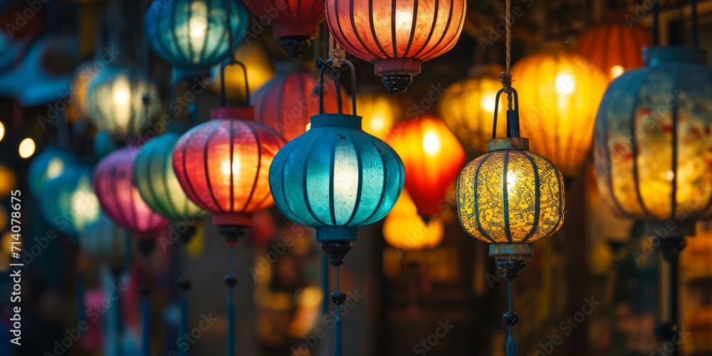 colorful bright beautiful lanterns Generative AI