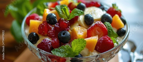 Yoghurt fruit salad. photo