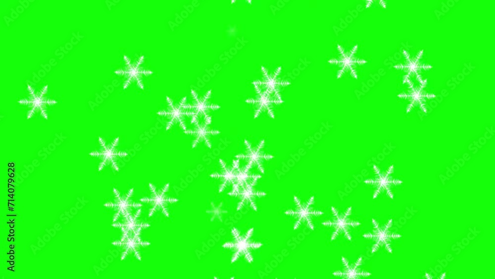 Animation of snowfall falling on green screen. White snowflakes flying. Snow falls in winter. Animation of snowfall falling on green screen. White snowflakes flying. Snow falls in winter.
