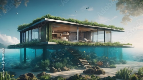 Home in Ocean Background Very cool