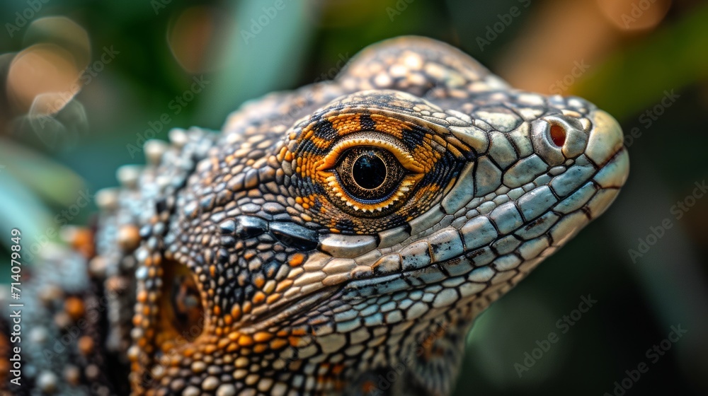 A close-up photo of a lizard. Macro portrait of a lizard. A close-up photo of a lizard. Macro portrait of a lizard.