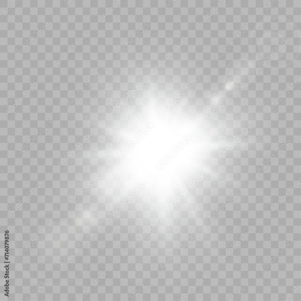 Realistic sun rays. Bright sun effect glow abstract glitter light effect sun glows isolated vector illustration