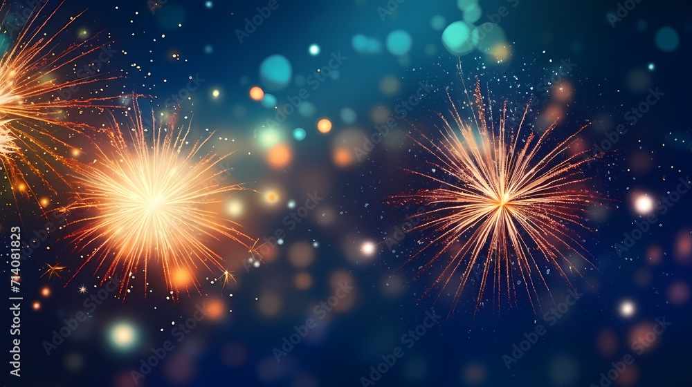 Fototapeta premium Fireworks background for celebration, holiday celebration concept