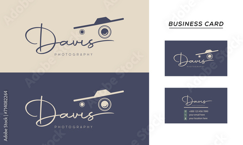 camera logo, modern photography signature logo icon vector