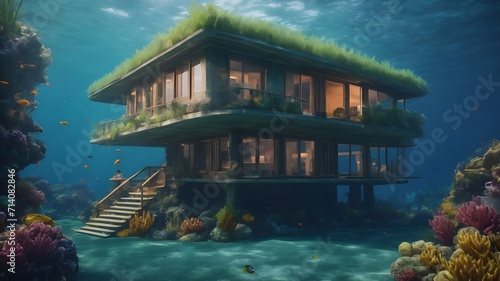 Home in Ocean Background Very cool