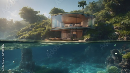 Home in Ocean Background Very cool