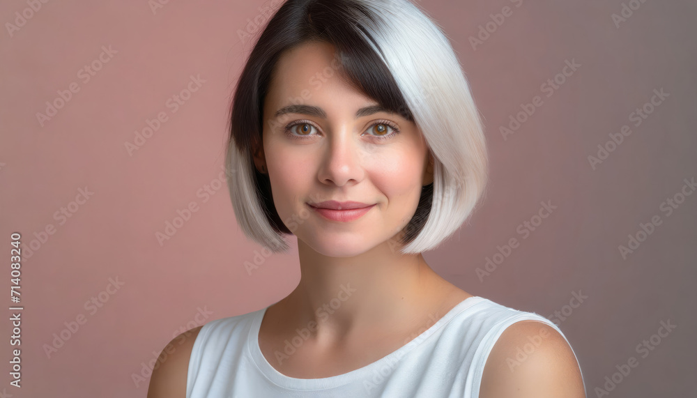 Cute Young Woman with Bob Hairstyle Cute Young Woman with Bob Hairstyle