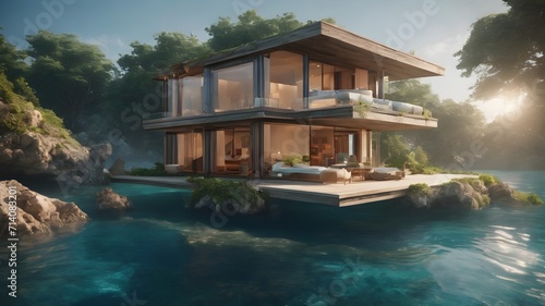 Home in Ocean Background Very cool