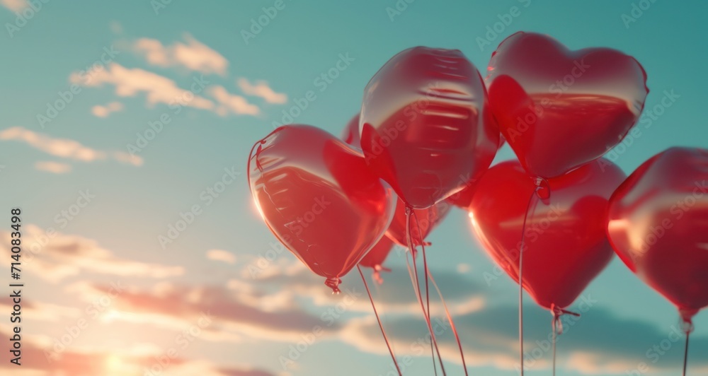 several heart shaped balloons flying in the sky several heart shaped balloons flying in the sky
