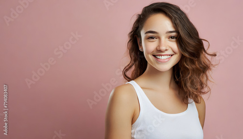 Happy Young Woman with a Pretty Smile: Portrait of a Fashionable Female Model