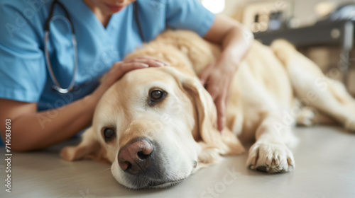  Veterinarian Providing Comfort to Dog