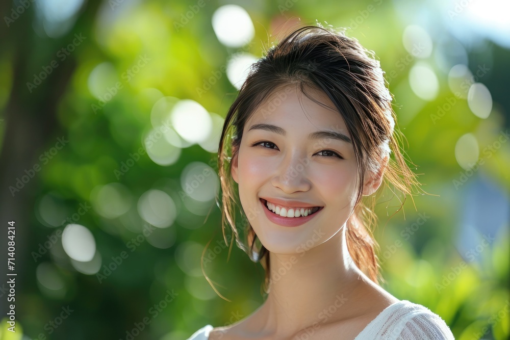 Graceful Asian woman with a radiant smile, exuding beauty and elegance Graceful Asian woman with a radiant smile, exuding beauty and elegance