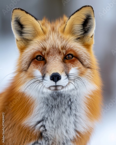 Close-Up of a Red Fox in the Snow