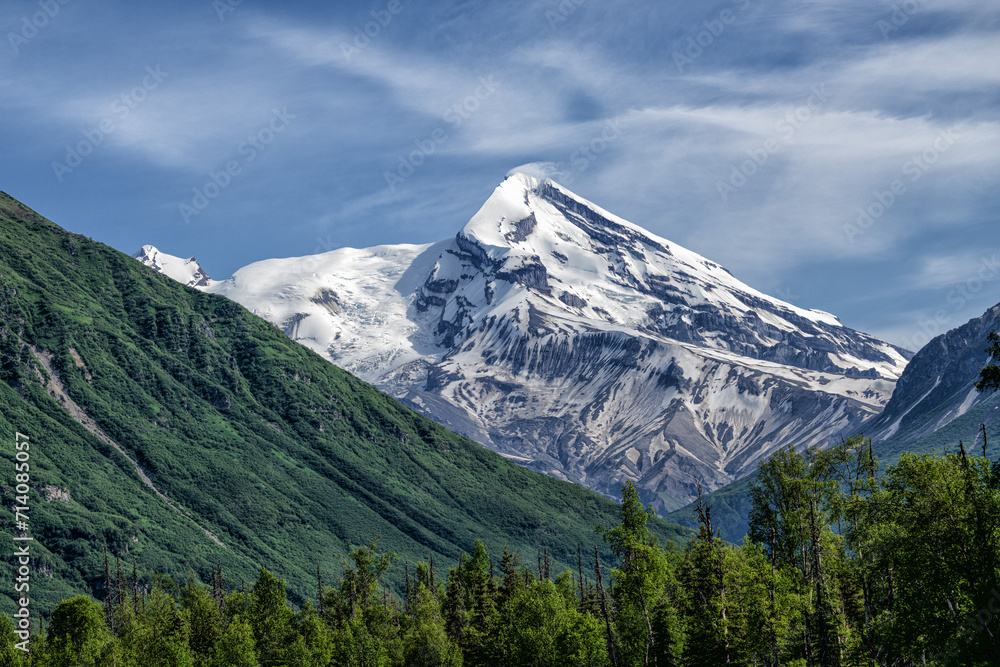 Redoubt Volcano, Mt. Redoubt. A view from the Lake Clark. Alaska