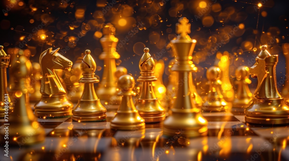 golden chess pieces are making a game against each other golden chess pieces are making a game against each other