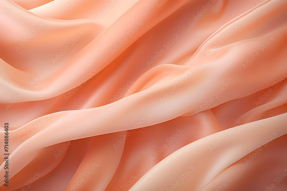 Soft peach fabric folds texture. Peach Fuzz 2024 color. Fashion and luxury textile design. Suitable for backdrop, banner, wallpaper Soft peach fabric folds texture. Peach Fuzz 2024 color. Fashion and luxury textile design. Suitable for backdrop, banner, wallpaper