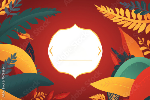 Background with blank text space, colorful leaves frame design web post photo