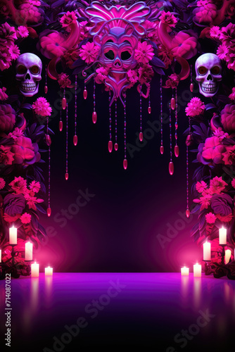 Background with empty text space frame for day of the dead celebration party poster