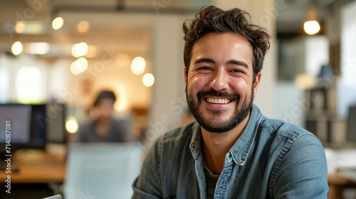 portrait of a man smiling in a office