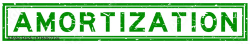 Grunge green amortization word square rubber seal stamp on white background