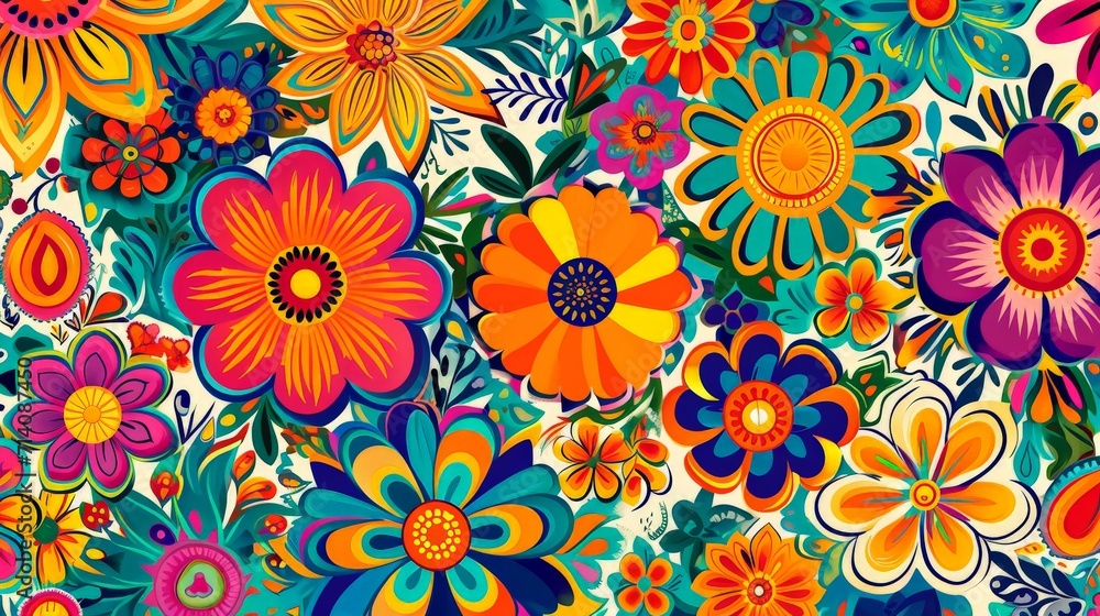 Colorful Flowers on White Background Colorful Flowers on White Background