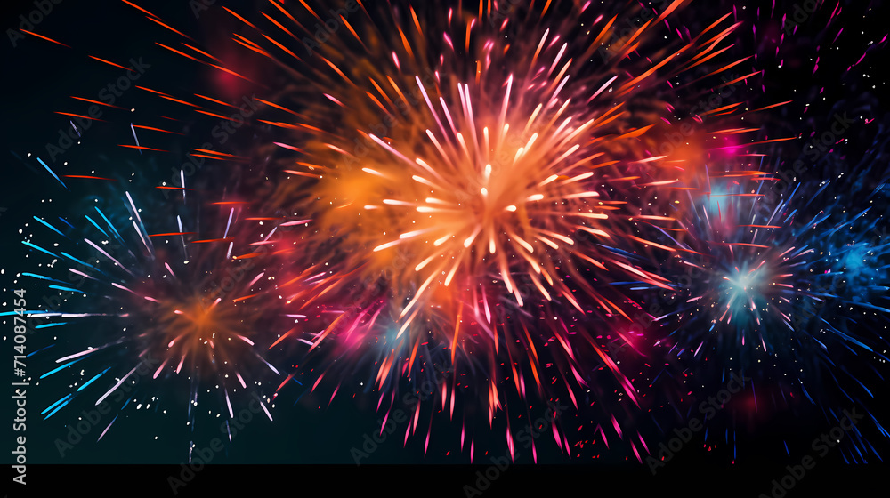 Fototapeta premium Beautiful creative holiday background with fireworks and sparkles