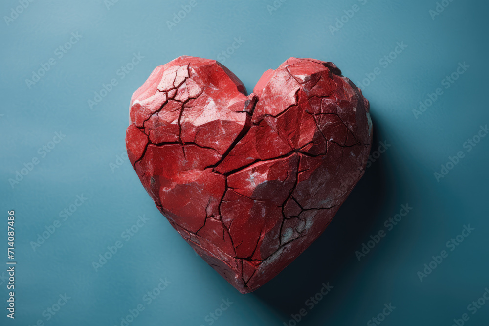 Broken Crumble 3D Red Heart, Generative AI