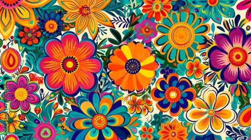 Colorful Flowers on White Background