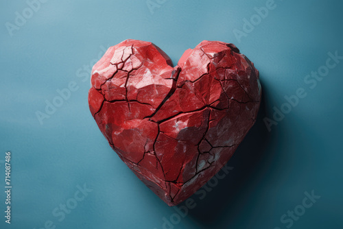 Obraz na płótnie Broken Crumble 3D Red Heart, Generative AI w salonie