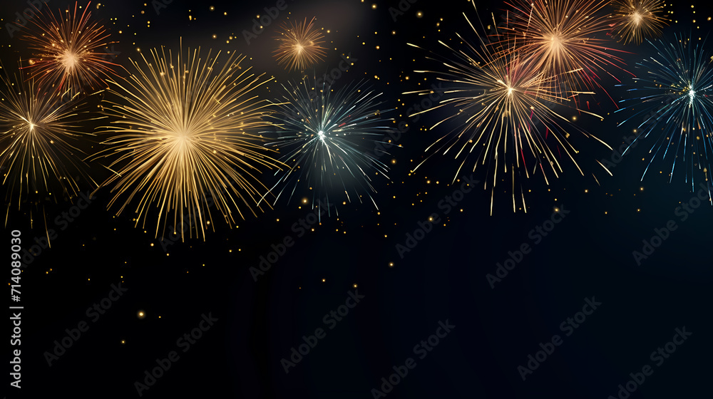 Beautiful creative holiday background with fireworks and sparkles Beautiful creative holiday background with fireworks and sparkles