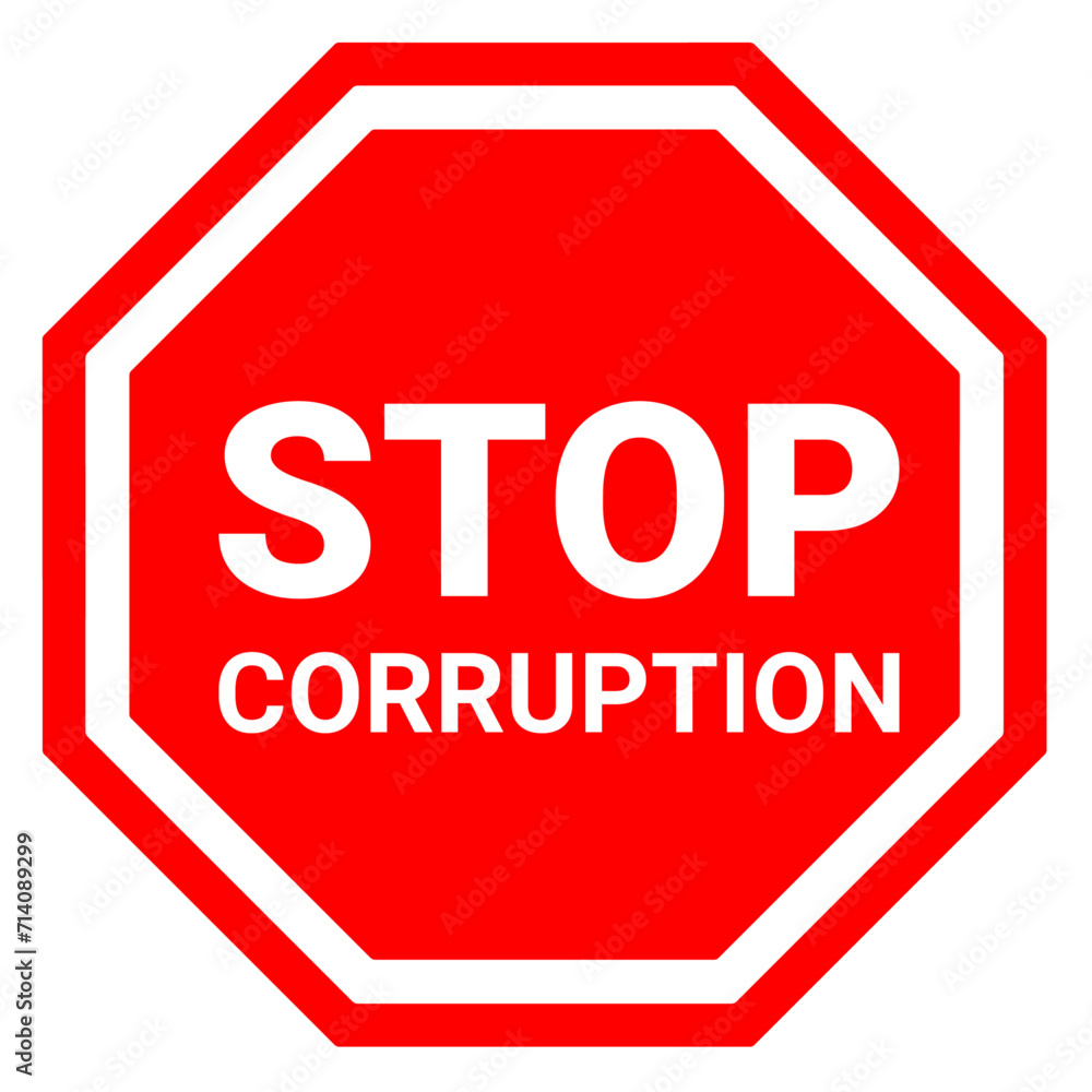 Stop corruption graphic sign . Red circle and red line with text Stop corruption graphic sign . Red circle and red line with text