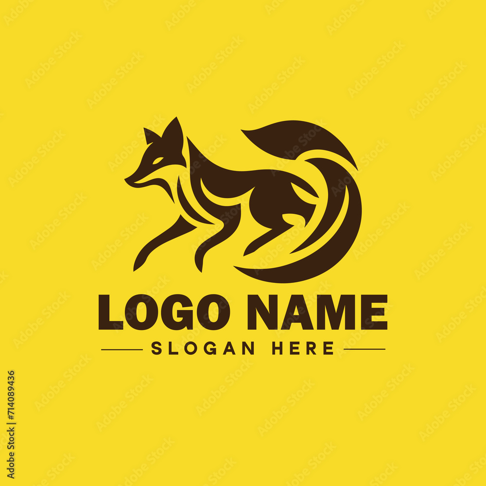 Obraz premium Fox animal logo and icon clean flat modern minimalist business and luxury brand logo design editable vector