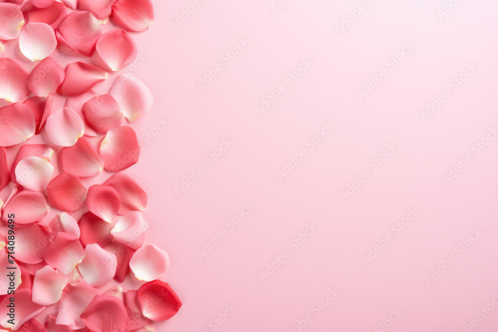 Pink Background with Rose Petals Frame, Generative AI