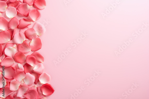 Obraz na płótnie Pink Background with Rose Petals Frame, Generative AI w salonie