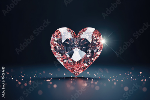 Obraz na płótnie 3D Sparkly Diamond Pink Heart Crystal, Generative AI w salonie