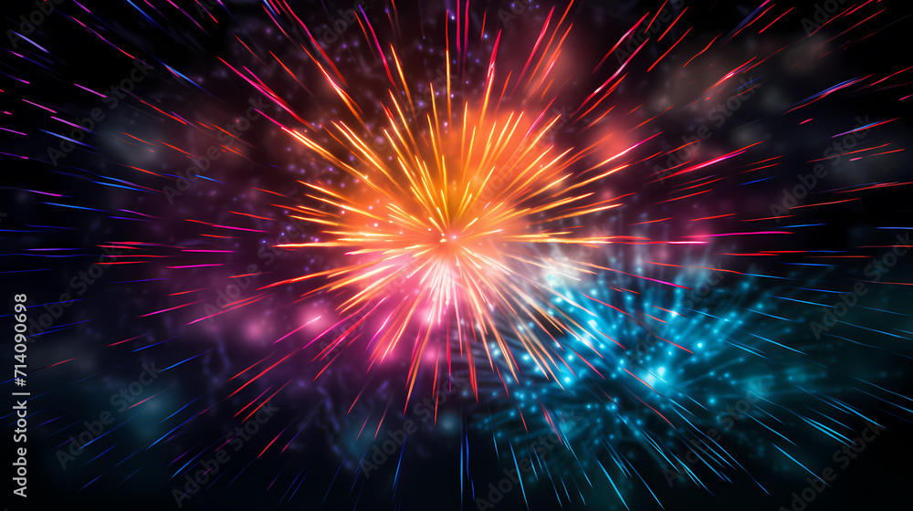 Happy New Year, burning fireworks with bokeh light background Happy New Year, burning fireworks with bokeh light background