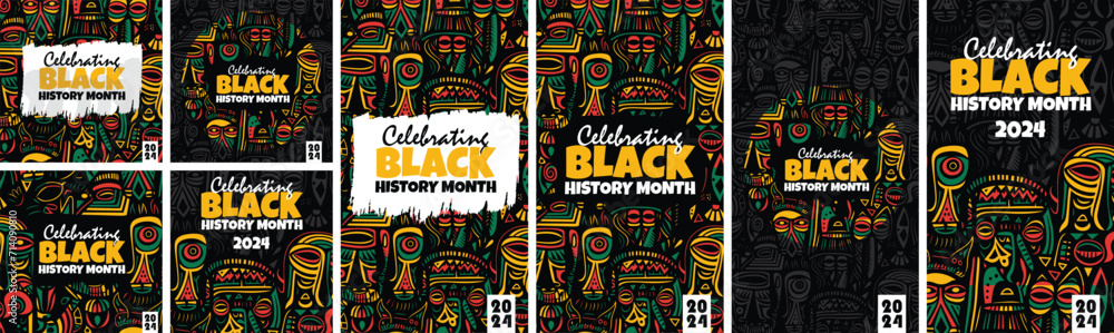 Black History Month Background, Post, and Stories Designs, flat vector Black History Month Background, Post, and Stories Designs, flat vector