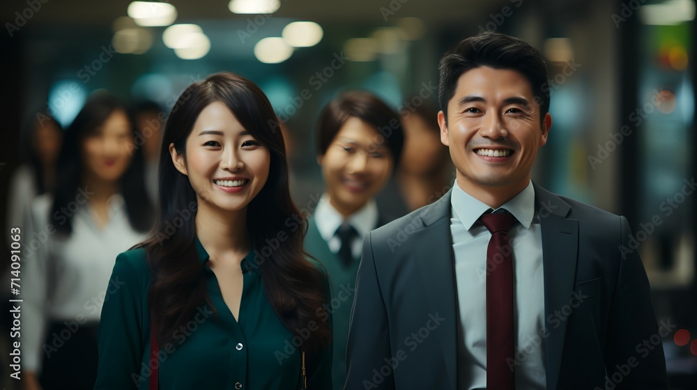 Asian office workers - profile picture - smiling and happy - business leaders - team - close-up shot Asian office workers - profile picture - smiling and happy - business leaders - team - close-up shot