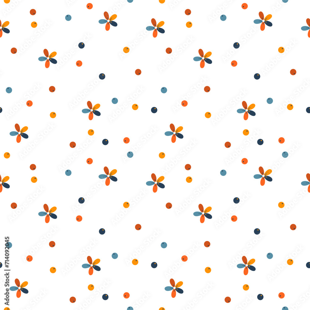 Beautiful seamless pattern with colorful flowers and berries Beautiful seamless pattern with colorful flowers and berries