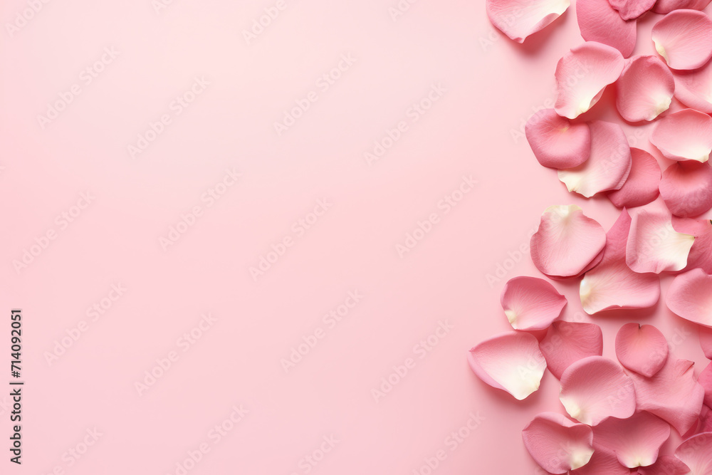 Pink Background with Rose Petals Frame, Generative AI