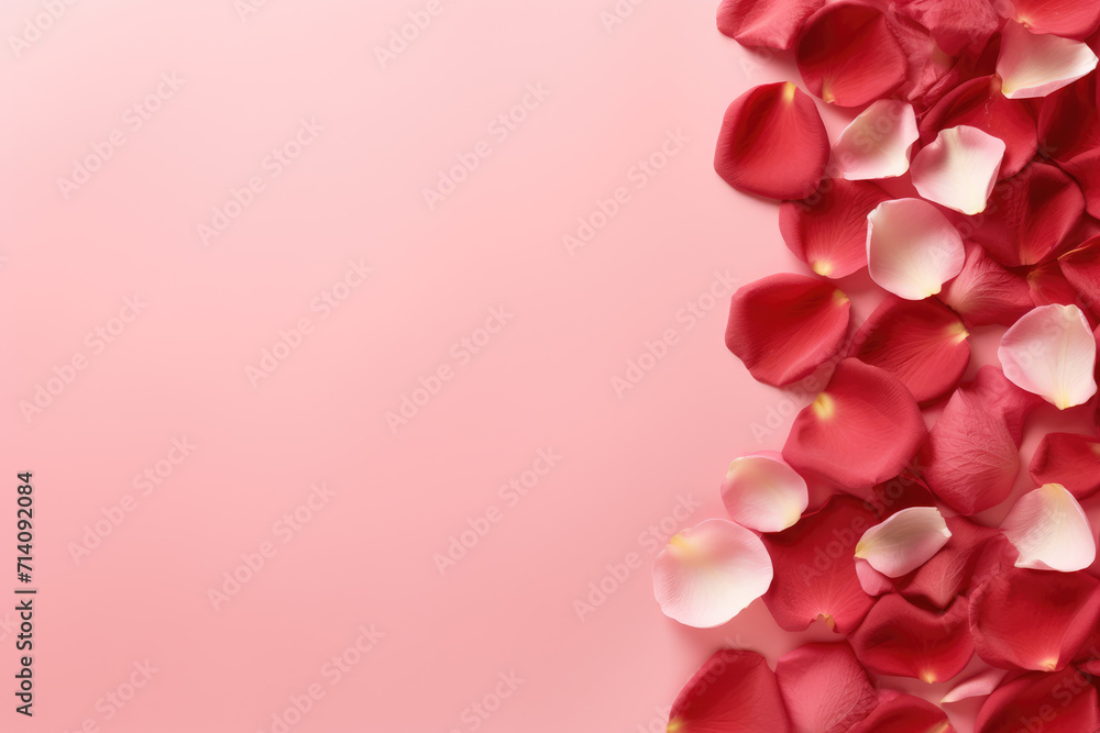 Pink Background with Rose Petals Frame, Generative AI