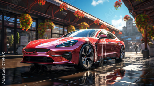 Racing through Urban Streets: Revving up the Speed in Luxurious Red Autos, generative AI