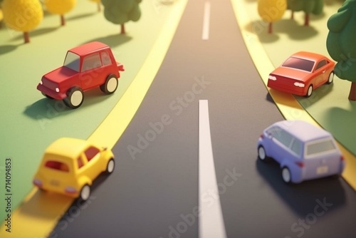 Illustration depicting road safety awareness with space for text  created with 3D rendering. Generative AI