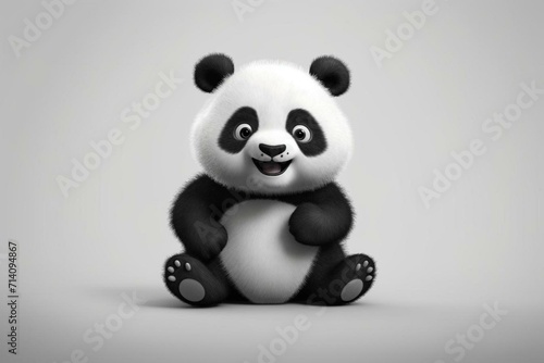 An adorable, humorous, and touching animated panda character with lively, unique, and joyful expressions in black and white. Generative AI © Ethan