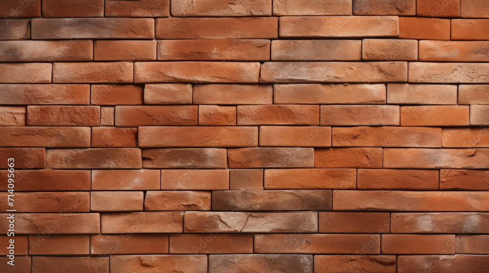 Fototapeta premium Brick wall background, apricot color grunge texture or pattern for design. Generative ai