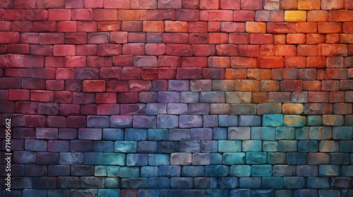 Brick wall background, ablaze colors grunge texture or pattern for design, wallpaper. Generative ai