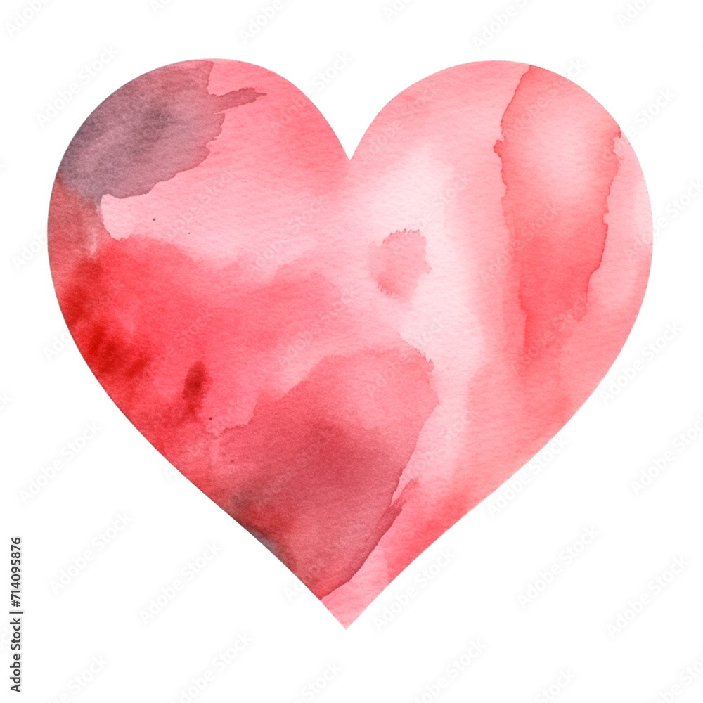 Pink heart watercolor isolated illustration. Valentines day romantic clip art. AI Generative. Pink heart watercolor isolated illustration. Valentines day romantic clip art. AI Generative.