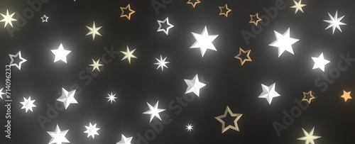 XMAS stars background, sparkle lights confetti falling. magic shining Flying christmas stars on night