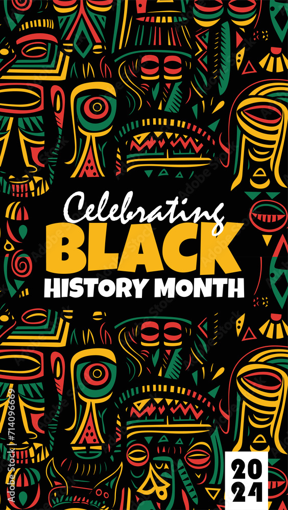 Black History Month Background, Post, and Stories Designs, flat vector
